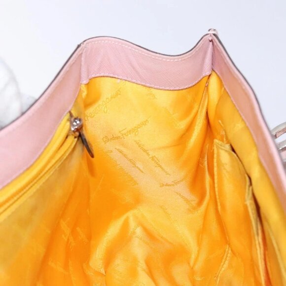 Salvatore Ferragamo Gancini Hand Bag Leather Pink Silver Auth 140343 - Picture 12 of 16